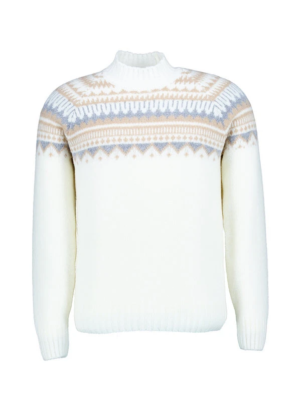 Gran Sasso, Stehkragenpullover, Schurwolle, Ecru Gemustert 3 Gran Sasso, Stehkragenpullover, Schurwolle, Ecru Gemustert