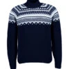 Gran Sasso, Stehkragenpullover, Schurwolle, Navy Gemustert -Herrenausstatter Geschaft 448811 norm