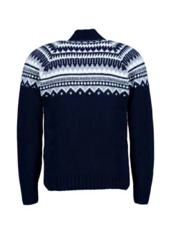 Gran Sasso, Stehkragenpullover, Schurwolle, Navy Gemustert -Herrenausstatter Geschaft 448811 norm2