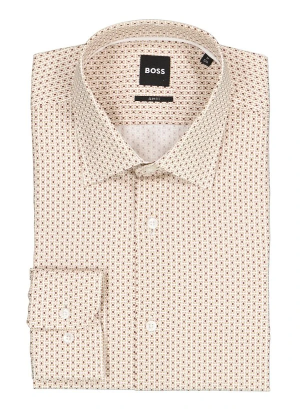 BOSS Black, Hemd Hank, Slim Fit, Baumwolle, Beige Gemustert 3 BOSS Black, Hemd Hank, Slim Fit, Baumwolle, Beige Gemustert