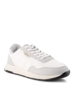 BOSS Black, Sneaker Titanium, Material-Mix, Weiß-silbergrau