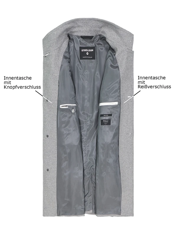 Strellson, Mantel Finchley, Wolle-Mix, Mittelgrau Meliert 5 Strellson, Mantel Finchley, Wolle-Mix, Mittelgrau Meliert – Bild 3