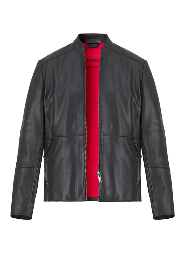 HUGO, Lederjacke, Ziegenleder, Schwarz 3 HUGO, Lederjacke, Ziegenleder, Schwarz