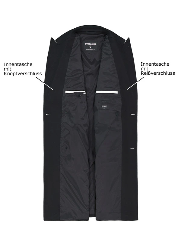 Strellson, Mantel Park Lane, Wolle, Schwarz 5 Strellson, Mantel Park Lane, Wolle, Schwarz – Bild 3