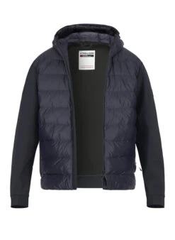 Strellson, Steppjacke Hoody Flex, Mikrofaser Wasserabweisend, Dunkelblau