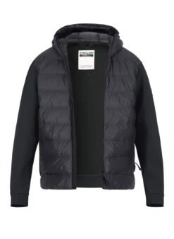 Strellson, Steppjacke Hoody Flex, Mikrofaser Wasserabweisend, Schwarz