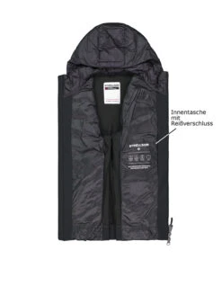 Strellson, Steppjacke Hoody Flex, Mikrofaser Wasserabweisend, Schwarz -Herrenausstatter Geschaft 449028 norm3