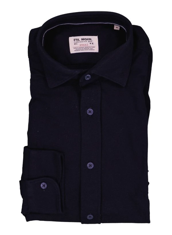 FIL NOIR, Hemd Torino, Shaped Fit, Baumwoll-Jersey, Nachtblau 3 FIL NOIR, Hemd Torino, Shaped Fit, Baumwoll-Jersey, Nachtblau