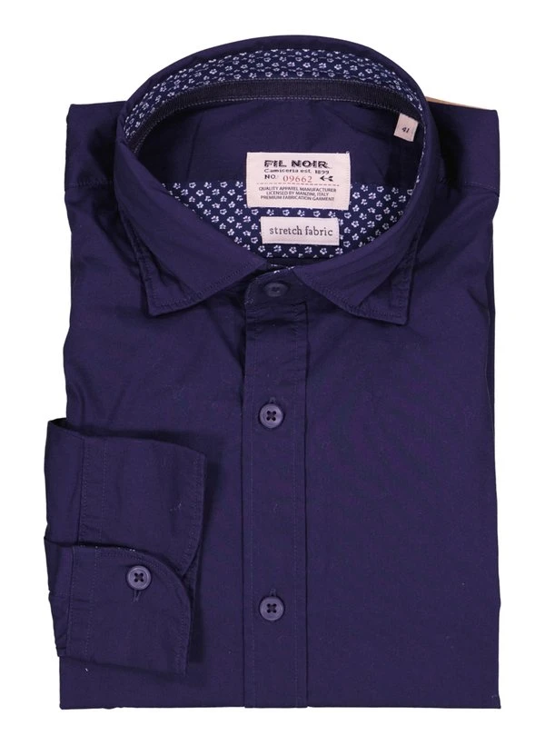 FIL NOIR, Hemd Roma, Shaped Fit, Baumwoll-Stretch, Nachtblau 3 FIL NOIR, Hemd Roma, Shaped Fit, Baumwoll-Stretch, Nachtblau