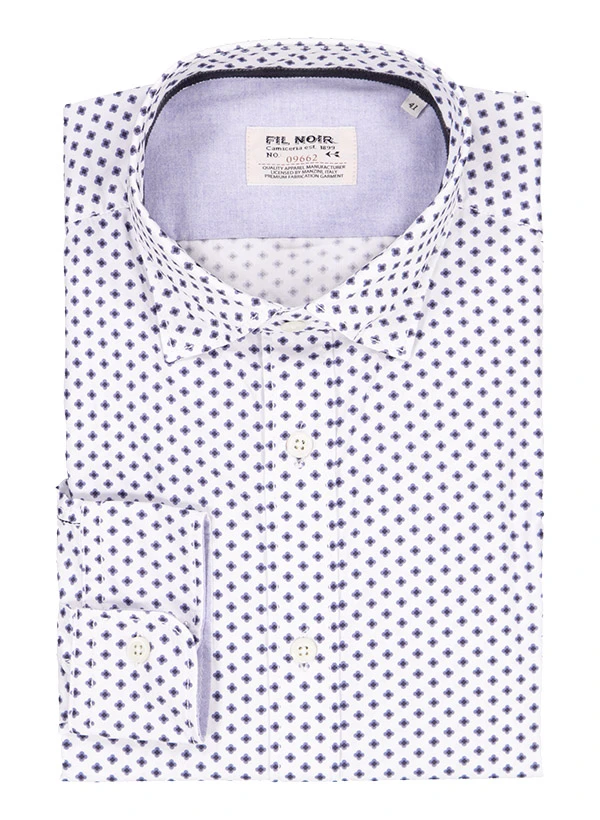 FIL NOIR, Hemd Treviso, Shaped Fit, Baumwolle, Weiß Gemustert 3 FIL NOIR, Hemd Treviso, Shaped Fit, Baumwolle, Weiß Gemustert