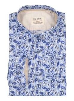 FIL NOIR, Hemd Treviso, Shaped Fit, Baumwolle, Blau Floral