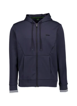 BOSS Green, Sweatjacke FZ Zone, Baumwolle, Dunkelblau