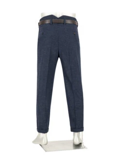 Alberto, Bundfaltenhose Ted, Wide Fit, Wolle Cropped, Navy -Herrenausstatter Geschaft 449164 norm3