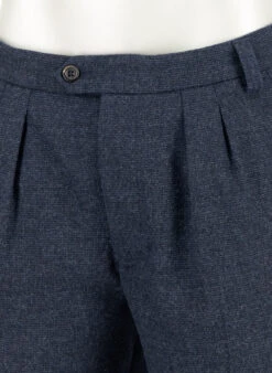 Alberto, Bundfaltenhose Ted, Wide Fit, Wolle Cropped, Navy -Herrenausstatter Geschaft 449164 norm4