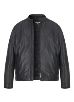 Strellson, Lederjacke Jace, Lammnappa Wattiert, Schwarz