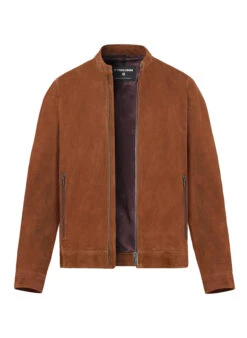 Strellson, Lederjacke Jace, Slim Fit, Ziegenvelours, Caramel