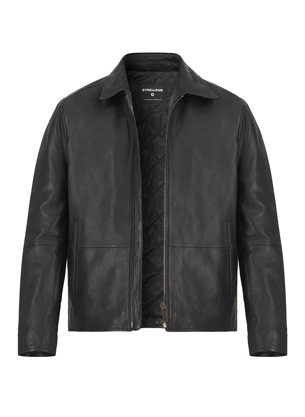 Strellson, Lederjacke Kellan, Lammnappa Vattiert, Schwarz 3 Strellson, Lederjacke Kellan, Lammnappa Vattiert, Schwarz