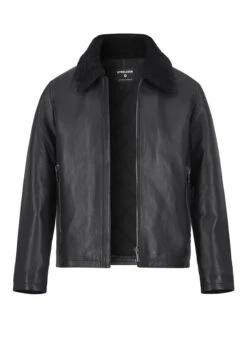 Strellson, Lederjacke Monty, Lammnappa Echtfell, Schwarz