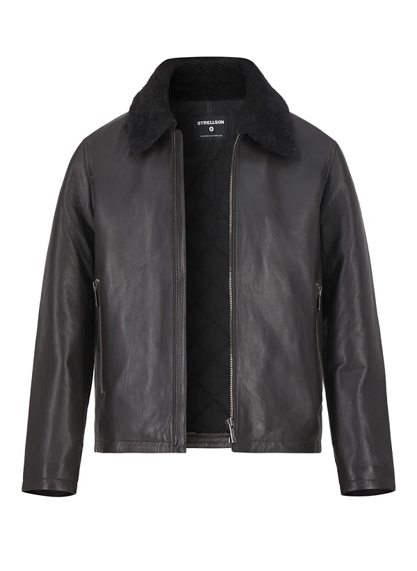 Strellson, Lederjacke Monty, Lammnappa Echtfell, Dunkelbraun 3 Strellson, Lederjacke Monty, Lammnappa Echtfell, Dunkelbraun