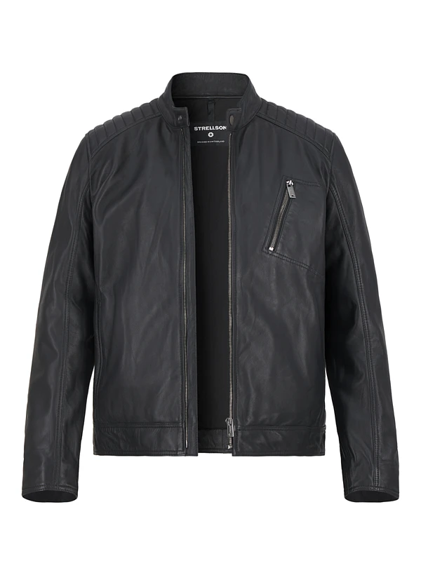 Strellson, Lederjacke Piers, Lammnappa, Schwarz 3 Strellson, Lederjacke Piers, Lammnappa, Schwarz