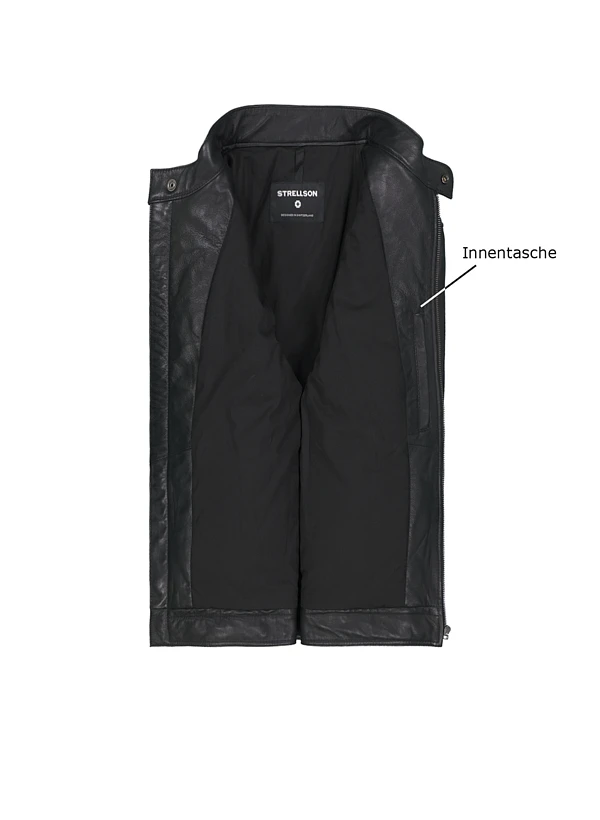 Strellson, Lederjacke Piers, Lammnappa, Schwarz 5 Strellson, Lederjacke Piers, Lammnappa, Schwarz – Bild 3