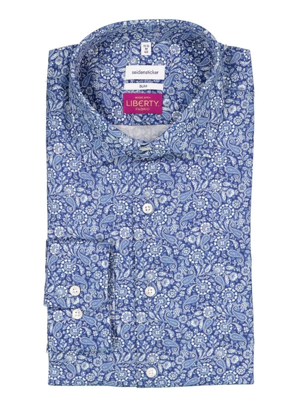 Seidensticker, Hemd, Slim Fit, Baumwolle, Dunkelblau Gemustert 3 Seidensticker, Hemd, Slim Fit, Baumwolle, Dunkelblau Gemustert