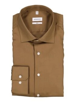 Seidensticker, Hemd, Slim Fit, Baumwolle, Nougat