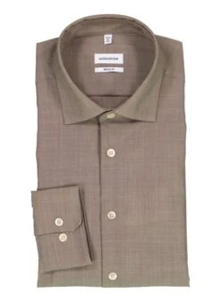 Seidensticker, Hemd, Regular Fit, Wolle, Nougat