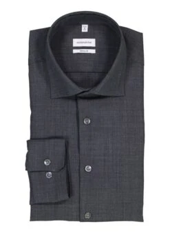 Seidensticker, Hemd, Regular Fit, Wolle, Grau