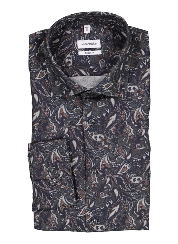 Seidensticker, Hemd, Regular Fit, Baumwolle, Grau Gemustert 3 Seidensticker, Hemd, Regular Fit, Baumwolle, Grau Gemustert