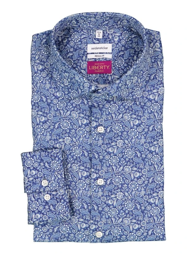 Seidensticker, Hemd, Regular Fit, Baumwolle, Dunkelblau Gemustert 3 Seidensticker, Hemd, Regular Fit, Baumwolle, Dunkelblau Gemustert