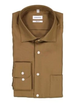 Seidensticker, Hemd, Regular Fit, Baumwolle, Nougat