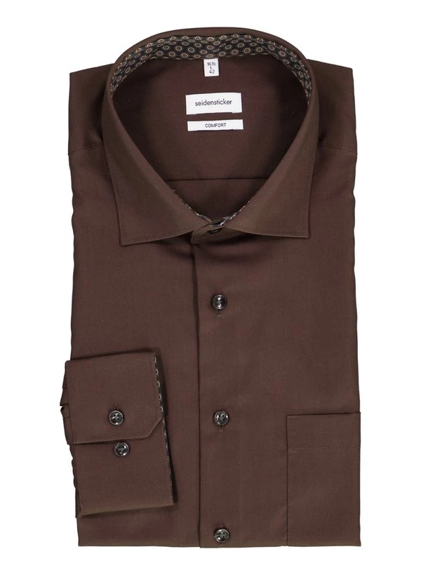 Seidensticker, Hemd, Comfort Fit, Baumwolle, Dunkelbraun 3 Seidensticker, Hemd, Comfort Fit, Baumwolle, Dunkelbraun