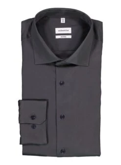 Seidensticker, Hemd, Shaped Fit, Popeline, Dunkelgrau