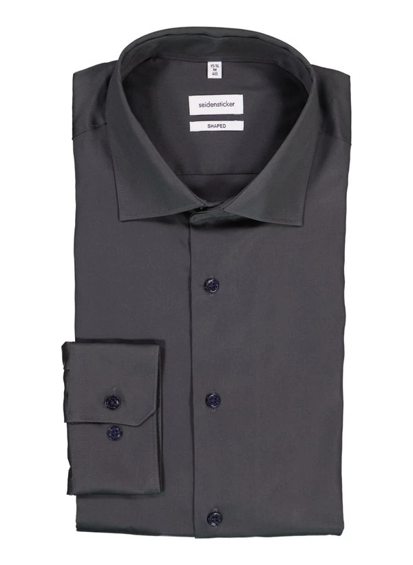 Seidensticker, Hemd, Shaped Fit, Popeline, Dunkelgrau 3 Seidensticker, Hemd, Shaped Fit, Popeline, Dunkelgrau