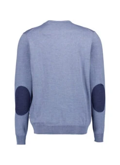 Stenströms, Pullover, Merinowolle Extrafein, Bleu Meliert -Herrenausstatter Geschaft 449389 norm2