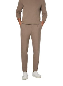 Bugatti, Bundfaltenhose, Mikrofaser-Stretch, Beige Meliert