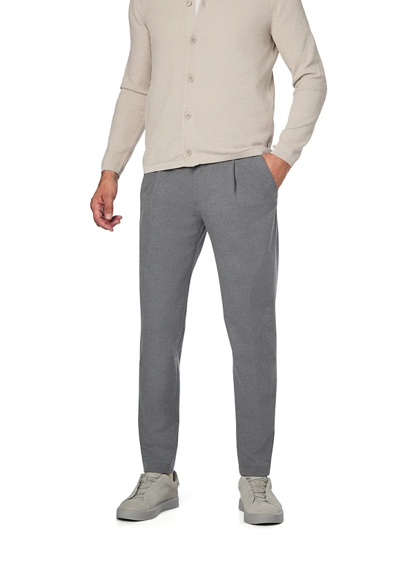 Bugatti, Bundfaltenhose, Mikrofaser-Stretch, Grau Meliert 3 Bugatti, Bundfaltenhose, Mikrofaser-Stretch, Grau Meliert