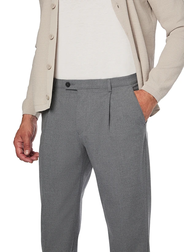 Bugatti, Bundfaltenhose, Mikrofaser-Stretch, Grau Meliert 6 Bugatti, Bundfaltenhose, Mikrofaser-Stretch, Grau Meliert – Bild 4
