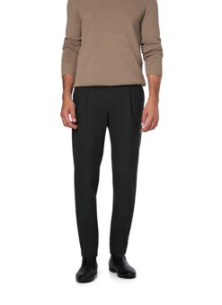 Bugatti, Bundfaltenhose, Mikrofaser-Stretch, Dunkelgrau Meliert