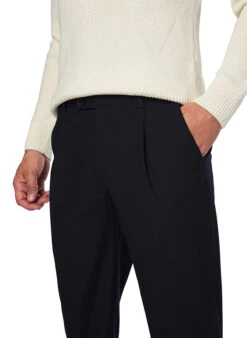 Bugatti, Bundfaltenhose, Mikrofaser-Stretch, Marine Meliert -Herrenausstatter Geschaft 449482 norm3