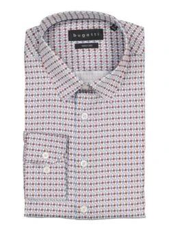 Bugatti, Hemd, Baumwolle, Brombeere Gemustert