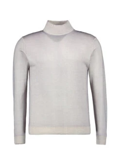 DANIELE FIESOLI, Stehkragenpullover, Merinowolle, Hellgrau Meliert