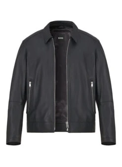 BOSS Black, Lederjacke Mapson , Lammleder, Schwarz