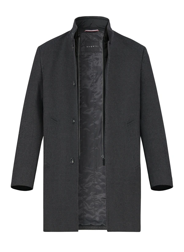 Bugatti, Mantel, Wolle, Anthrazit Gemustert 3 Bugatti, Mantel, Wolle, Anthrazit Gemustert