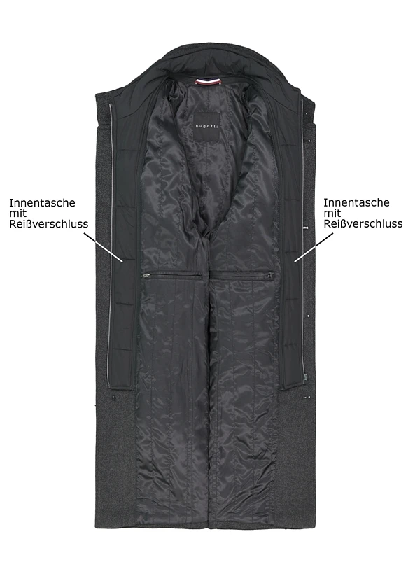 Bugatti, Mantel, Wolle, Anthrazit Gemustert 5 Bugatti, Mantel, Wolle, Anthrazit Gemustert – Bild 3