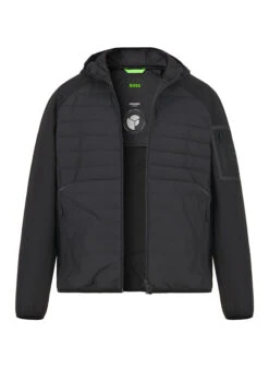 BOSS Green, Jacke Urbanex, Mikrofaser Wasserabweisend, Schwarz