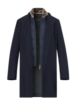 Bugatti, Mantel, Mikrofaser-Stretch Wattiert, Marine