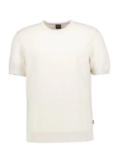 BOSS Black, T-Shirt Ianni, Baumwoll-Strick, Ecru