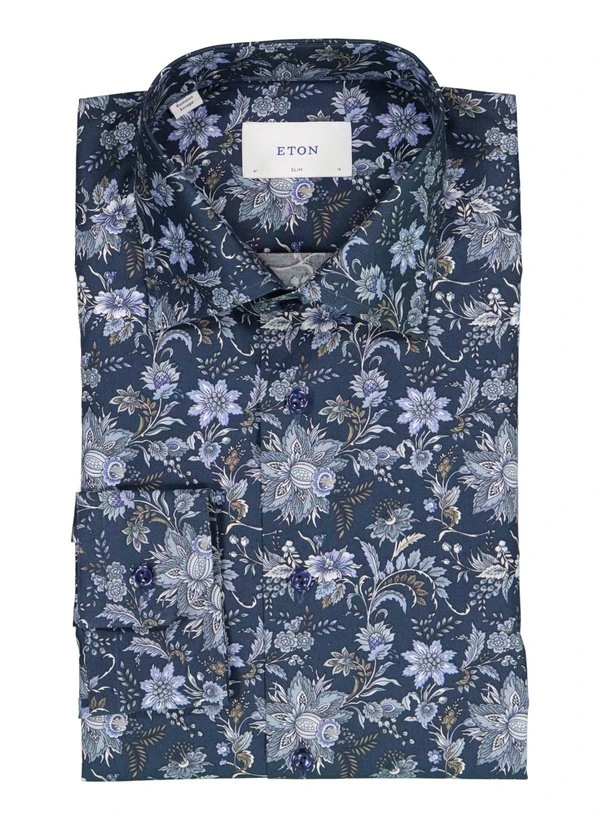 ETON, Hemd, Slim Fit, Bio Baumwolle, Dunkelblau Gemustert 3 ETON, Hemd, Slim Fit, Bio Baumwolle, Dunkelblau Gemustert